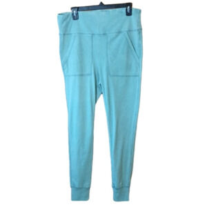 Sage Green Skinny Yoga Waist Joggers 1X  ribbed waist and hem cuff pockets